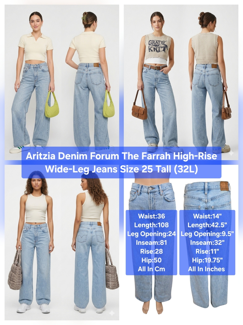 Aritzia Denim Forum The Farrah High-Rise Wide-Leg Jeans Size 25 Tall (32L)